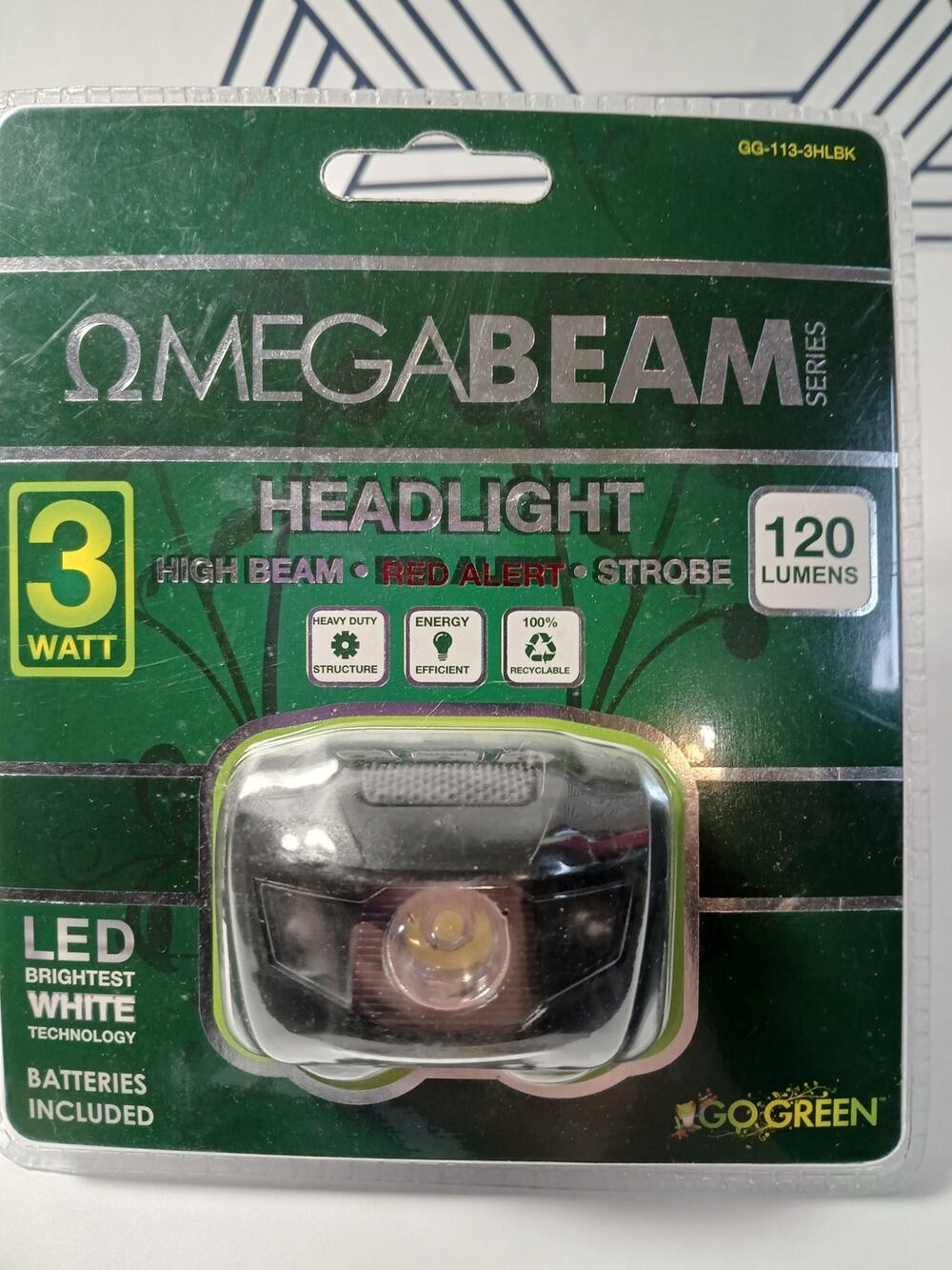 Go Green Mega Beam Headlight 3 Watt 2 included in sale